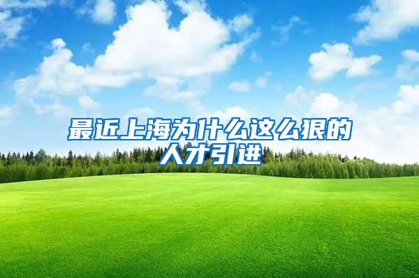 最近上海为什么这么狠的人才引进
