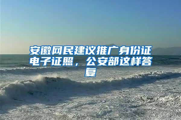 安徽网民建议推广身份证电子证照，公安部这样答复