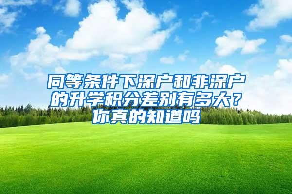 同等条件下深户和非深户的升学积分差别有多大？你真的知道吗