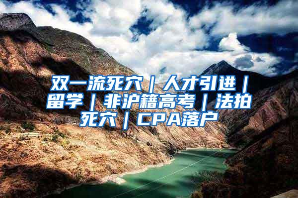 双一流死穴｜人才引进｜留学｜非沪籍高考｜法拍死穴｜CPA落户