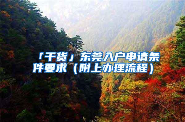 「干货」东莞入户申请条件要求（附上办理流程）
