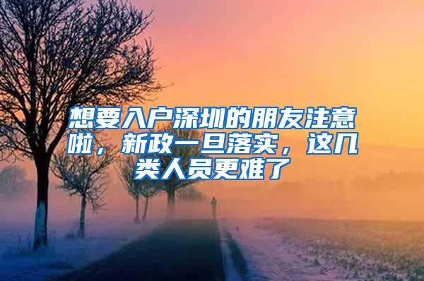 想要入户深圳的朋友注意啦，新政一旦落实，这几类人员更难了