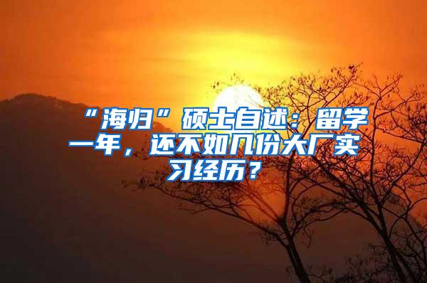 “海归”硕士自述：留学一年，还不如几份大厂实习经历？