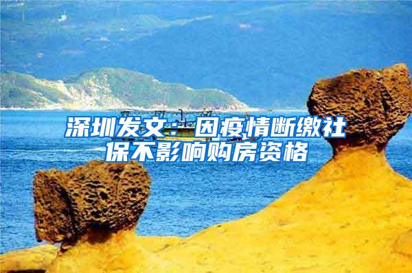 深圳发文：因疫情断缴社保不影响购房资格