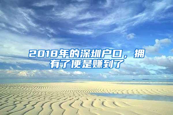 2018年的深圳户口，拥有了便是赚到了