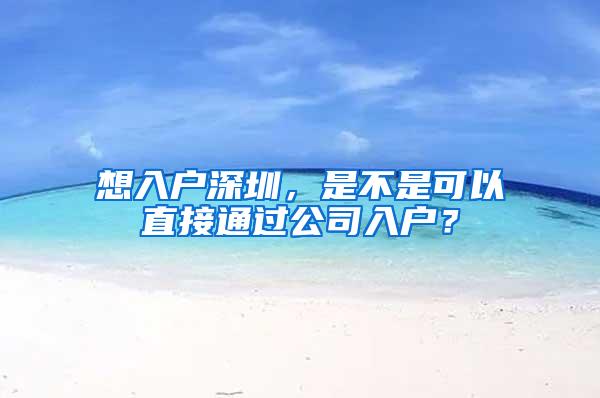 想入户深圳，是不是可以直接通过公司入户？