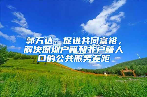郭万达：促进共同富裕，解决深圳户籍和非户籍人口的公共服务差距