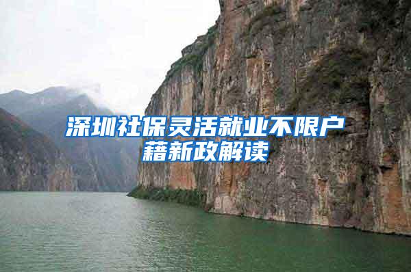 深圳社保灵活就业不限户藉新政解读