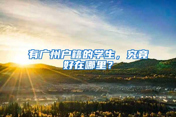 有广州户籍的学生，究竟好在哪里？
