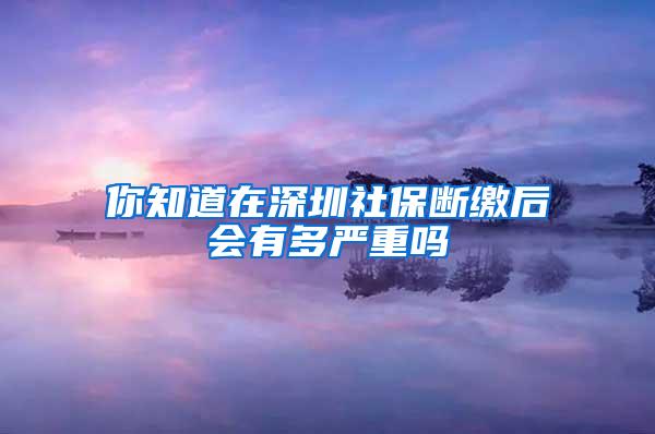 你知道在深圳社保断缴后会有多严重吗