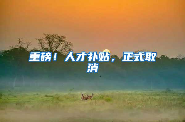 重磅！人才补贴，正式取消