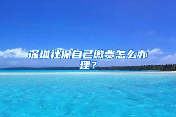 深圳社保自己缴费怎么办理？