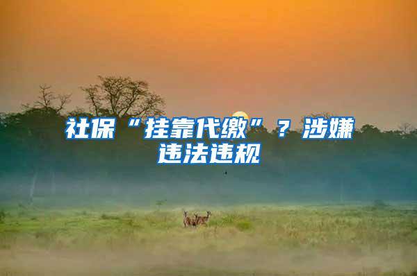 社保“挂靠代缴”？涉嫌违法违规