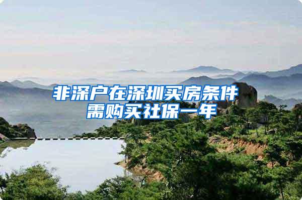 非深户在深圳买房条件 需购买社保一年