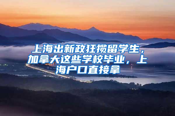 上海出新政狂揽留学生，加拿大这些学校毕业，上海户口直接拿