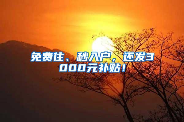 免费住、秒入户，还发3000元补贴！