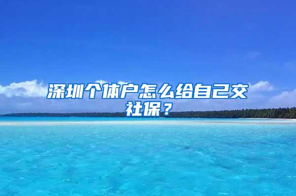 深圳个体户怎么给自己交社保？