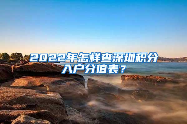 2022年怎样查深圳积分入户分值表？