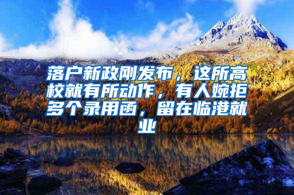 落户新政刚发布，这所高校就有所动作，有人婉拒多个录用函，留在临港就业