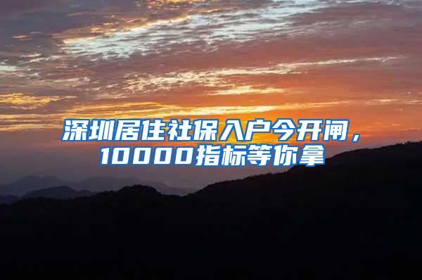 深圳居住社保入户今开闸，10000指标等你拿