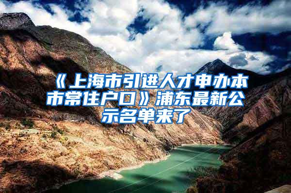 《上海市引进人才申办本市常住户口》浦东最新公示名单来了