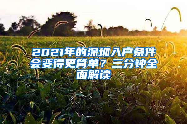 2021年的深圳入户条件会变得更简单？三分钟全面解读
