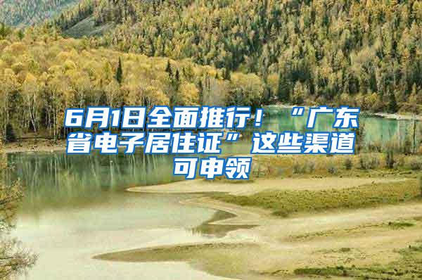 6月1日全面推行！“广东省电子居住证”这些渠道可申领