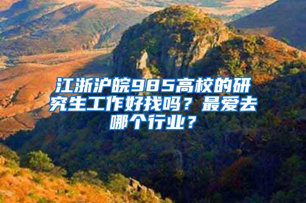 江浙沪皖985高校的研究生工作好找吗？最爱去哪个行业？
