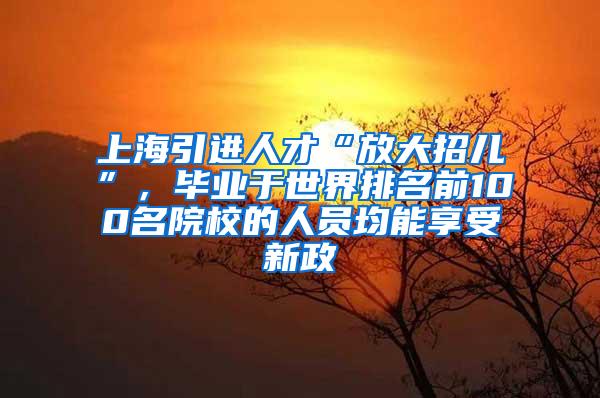 上海引进人才“放大招儿”，毕业于世界排名前100名院校的人员均能享受新政