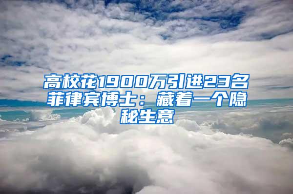 高校花1900万引进23名菲律宾博士：藏着一个隐秘生意