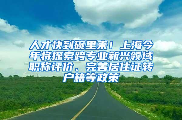人才快到碗里来！上海今年将探索跨专业新兴领域职称评价、完善居住证转户籍等政策