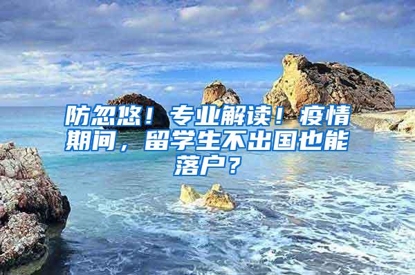 防忽悠！专业解读！疫情期间，留学生不出国也能落户？