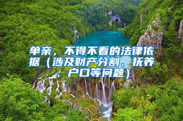 单亲，不得不看的法律依据（涉及财产分割、抚养、户口等问题）