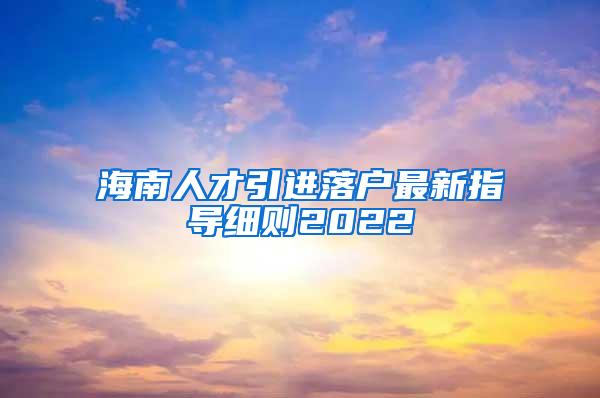 海南人才引进落户最新指导细则2022