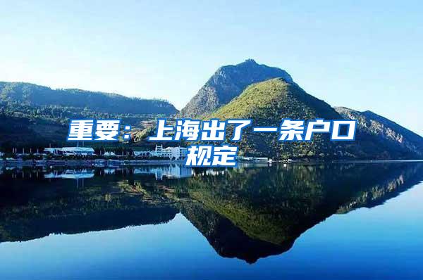 重要：上海出了一条户口规定