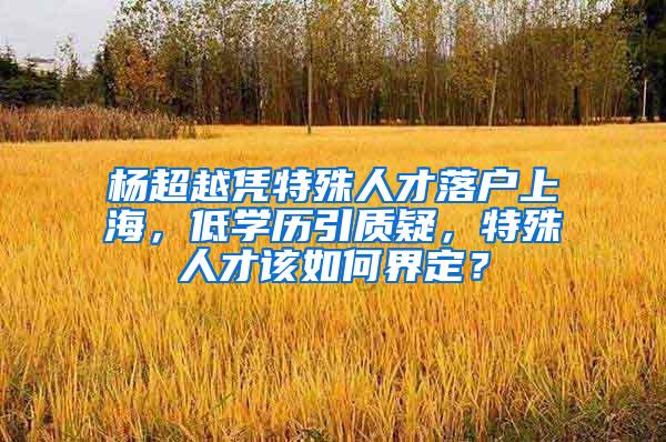 杨超越凭特殊人才落户上海，低学历引质疑，特殊人才该如何界定？