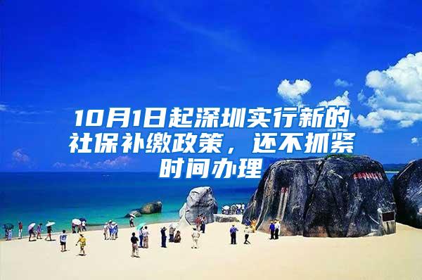 10月1日起深圳实行新的社保补缴政策，还不抓紧时间办理
