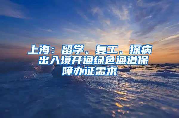 上海：留学、复工、探病 出入境开通绿色通道保障办证需求