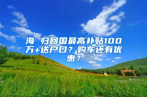 海 归回国最高补贴100万+送户口？购车还有优惠？