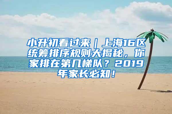 小升初看过来｜上海16区统筹排序规则大揭秘，你家排在第几梯队？2019年家长必知！