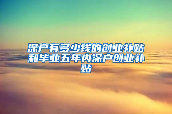 深户有多少钱的创业补贴和毕业五年内深户创业补贴