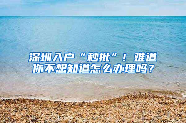 深圳入户“秒批”! 难道你不想知道怎么办理吗？
