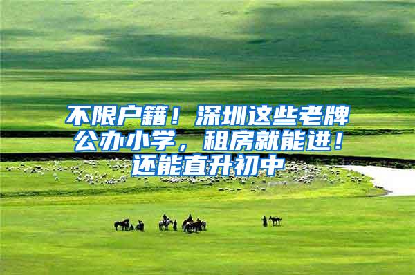 不限户籍！深圳这些老牌公办小学，租房就能进！还能直升初中