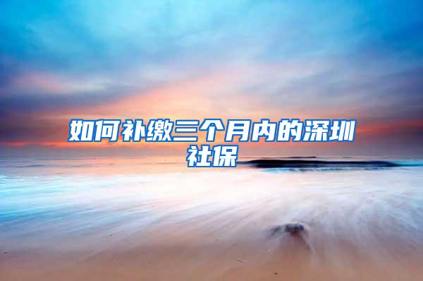 如何补缴三个月内的深圳社保