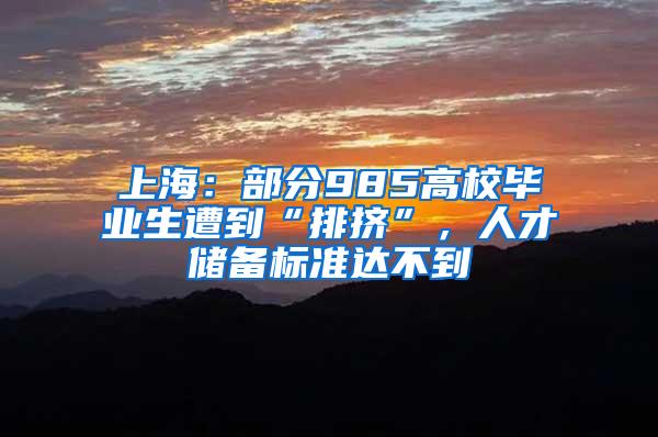 上海：部分985高校毕业生遭到“排挤”，人才储备标准达不到