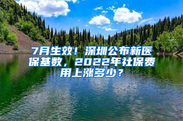 7月生效！深圳公布新医保基数，2022年社保费用上涨多少？