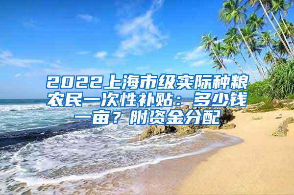 2022上海市级实际种粮农民一次性补贴：多少钱一亩？附资金分配