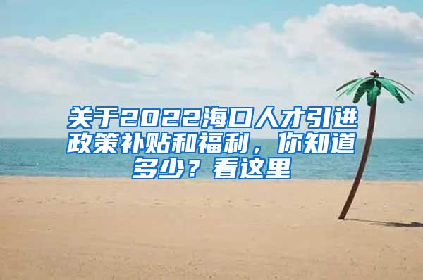关于2022海口人才引进政策补贴和福利，你知道多少？看这里