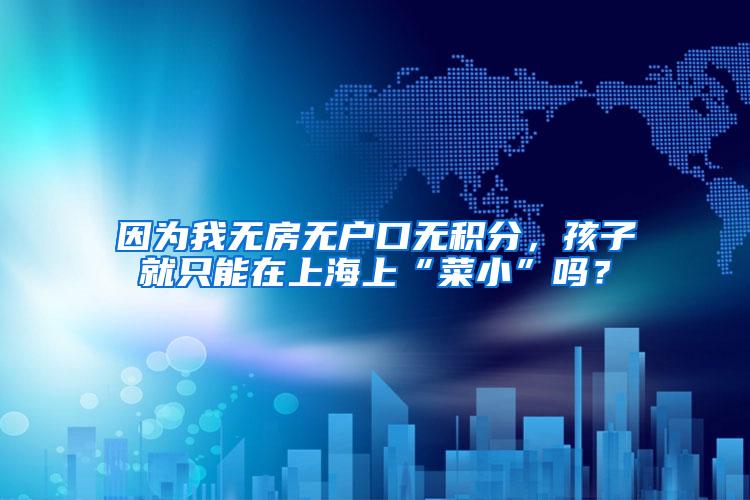 因为我无房无户口无积分，孩子就只能在上海上“菜小”吗？