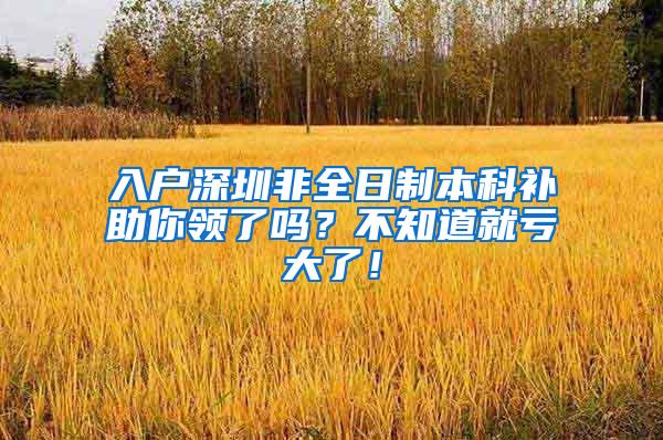 入户深圳非全日制本科补助你领了吗？不知道就亏大了！